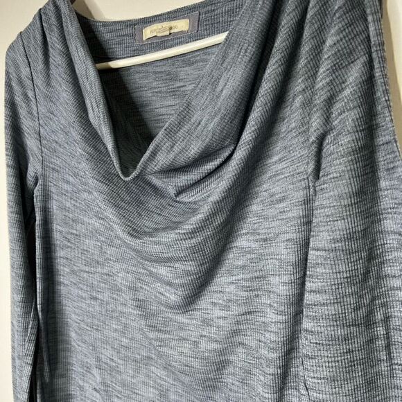 Pure + Good Blue Gray Drape Neck Long Sleeve Tunic Top - Picture 3 of 11
